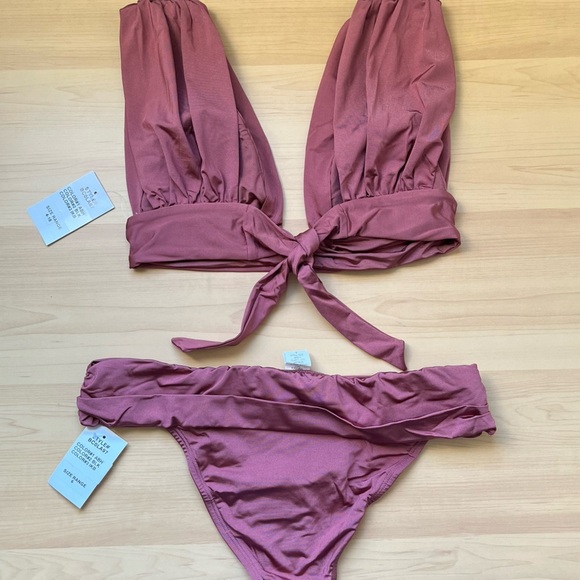 NEW BCBGMaxAzria Women's Two Piece Bikini Set Mauve Size 6 Ruched - Picture 3 of 6